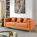 Canapé 3 places White Teddy / Noir / Orange / Vert Art déco profilé