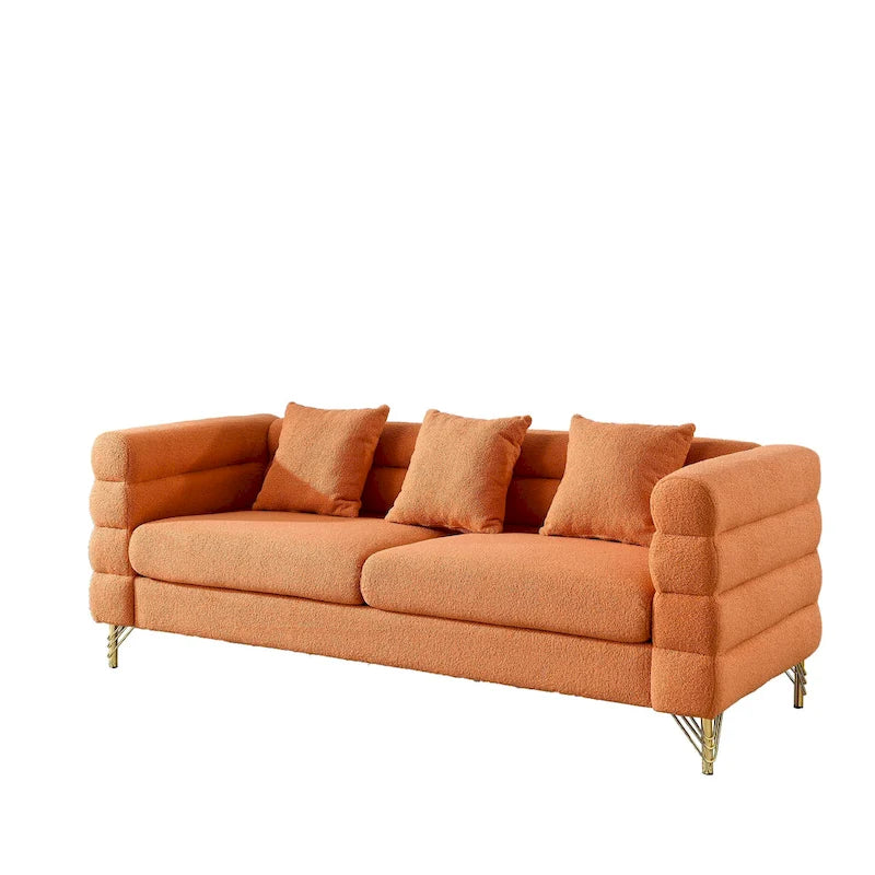 Canapé 3 places White Teddy / Noir / Orange / Vert Art déco profilé