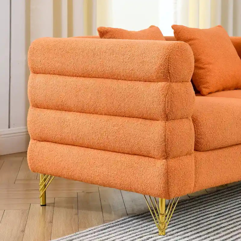 Canapé 3 places White Teddy / Noir / Orange / Vert Art déco profilé