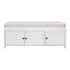 Blanc / Gris lavé / Bleu marine antique / Expresso – Banc à chaussures de style campagnard à 3 portes, 2 places