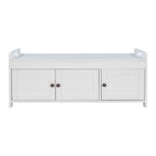Blanc / Gris lavé / Bleu marine antique / Expresso – Banc à chaussures de style campagnard à 3 portes, 2 places