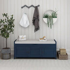 Blanc / Gris lavé / Bleu marine antique / Expresso – Banc à chaussures de style campagnard à 3 portes, 2 places
