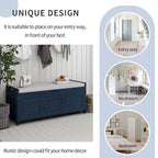 Blanc / Gris lavé / Bleu marine antique / Expresso – Banc à chaussures de style campagnard à 3 portes, 2 places