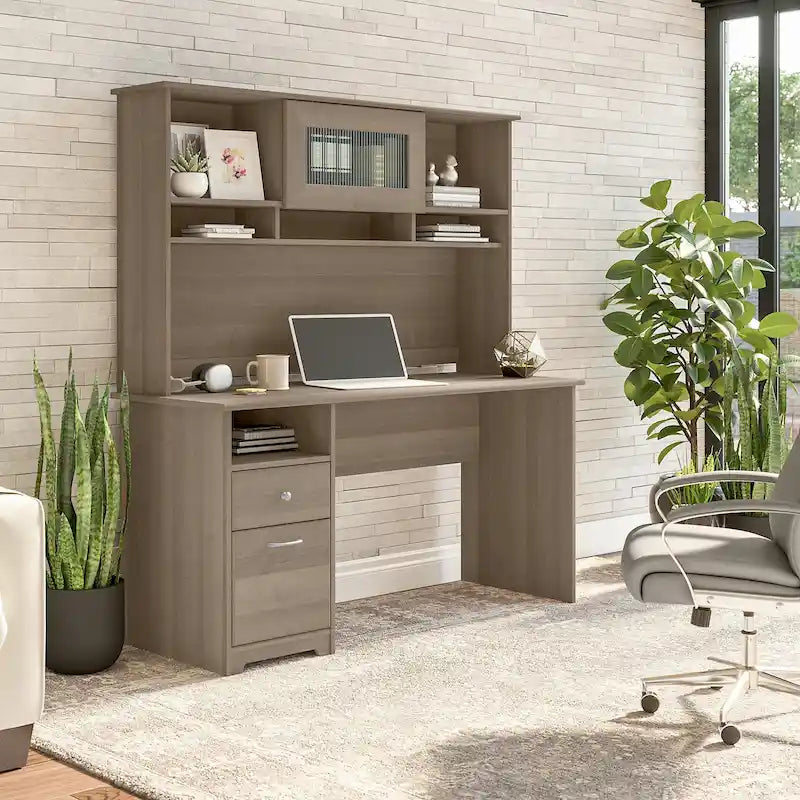 Bureau informatique de 60 po avec huche – Couleurs variées | Simple | Style traditionnel