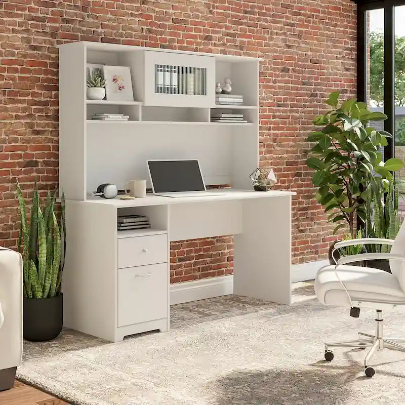 Bureau informatique de 60 po avec huche – Couleurs variées | Simple | Style traditionnel