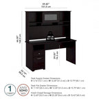 Bureau informatique de 60 po avec huche – Couleurs variées | Simple | Style traditionnel