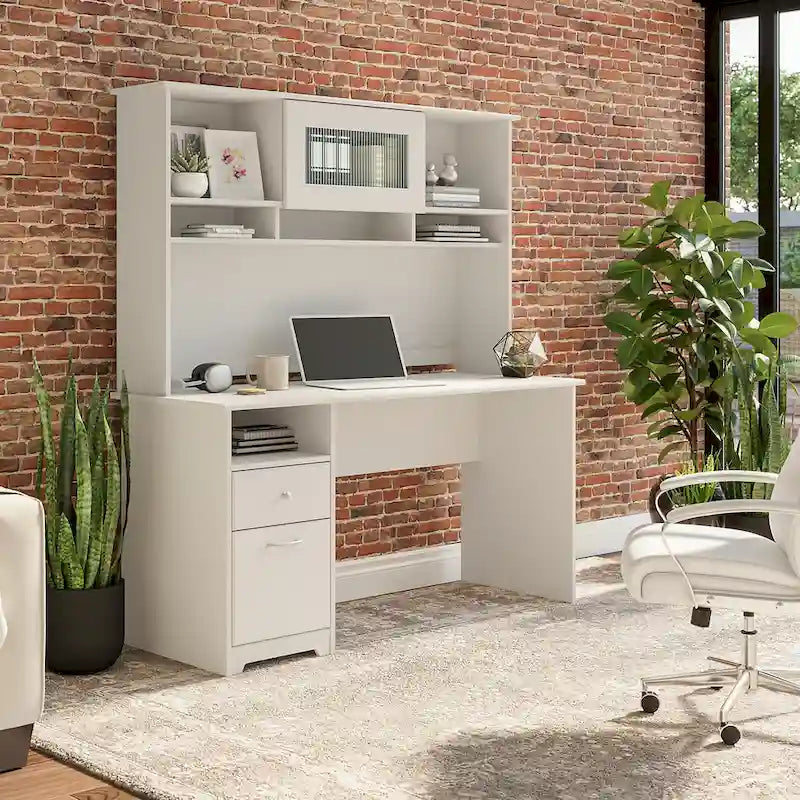 Bureau informatique de 60 po avec huche – Couleurs variées | Simple | Style traditionnel