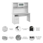 Bureau informatique de 60 po avec huche – Couleurs variées | Simple | Style traditionnel