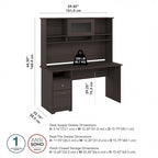 Bureau informatique de 60 po avec huche – Couleurs variées | Simple | Style traditionnel