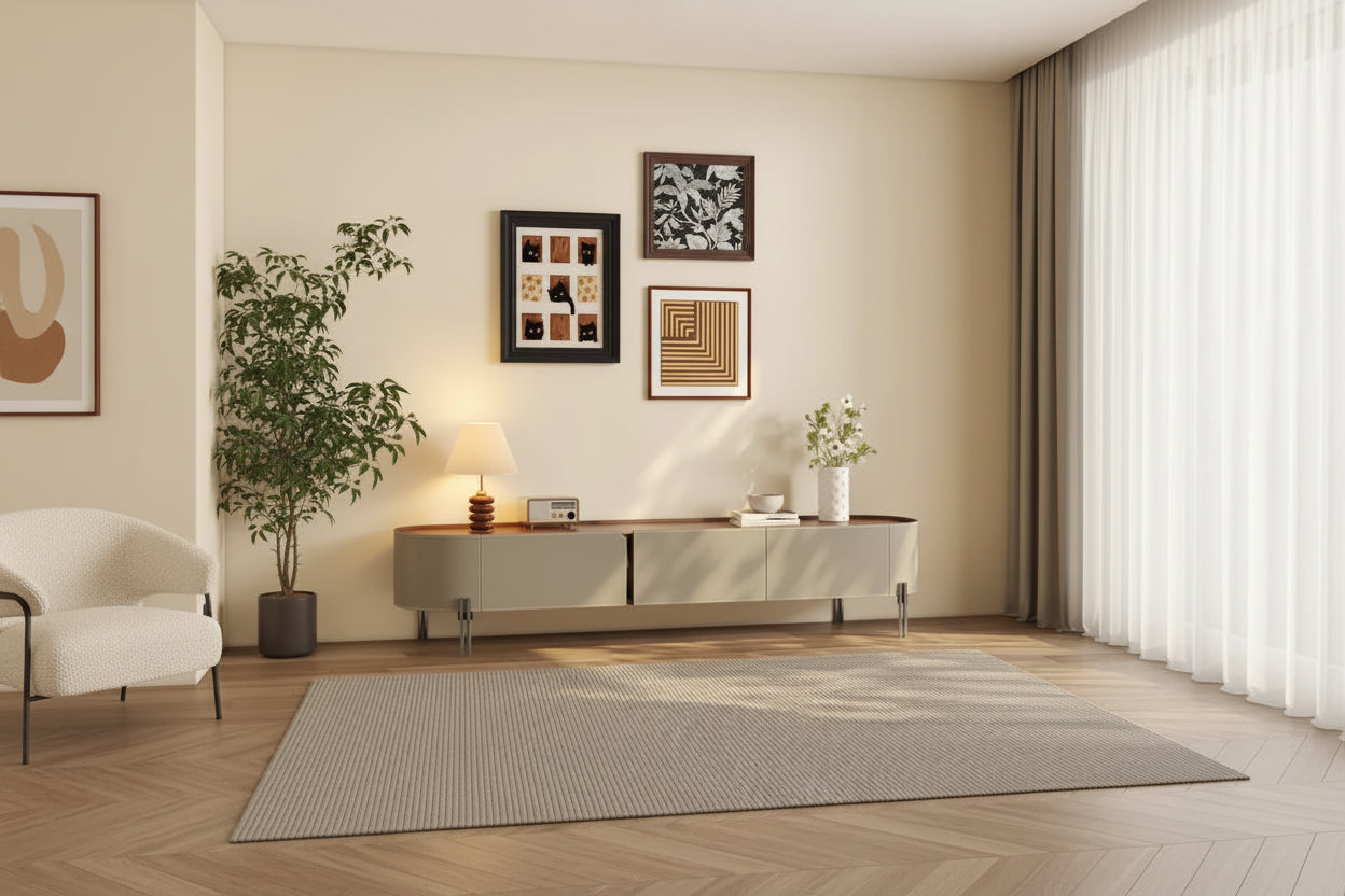 78.7 Leather TV Stand, Modern Entertainment Center with 3 Drawers