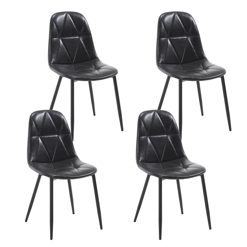 Chaises de salle à manger en similicuir noir avec pieds en métal, lot de 4