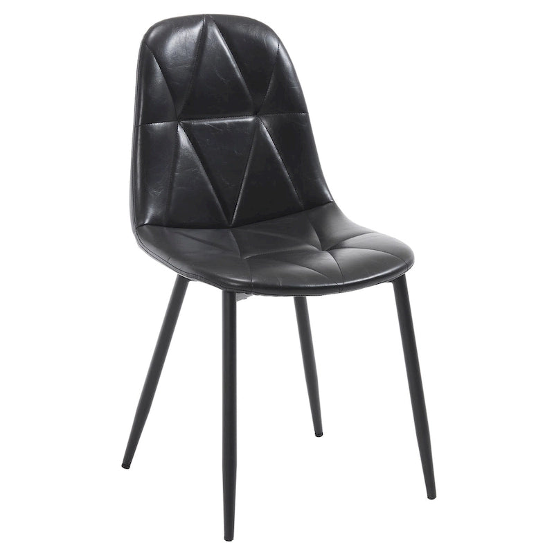 Chaises de salle à manger en similicuir noir avec pieds en métal, lot de 4