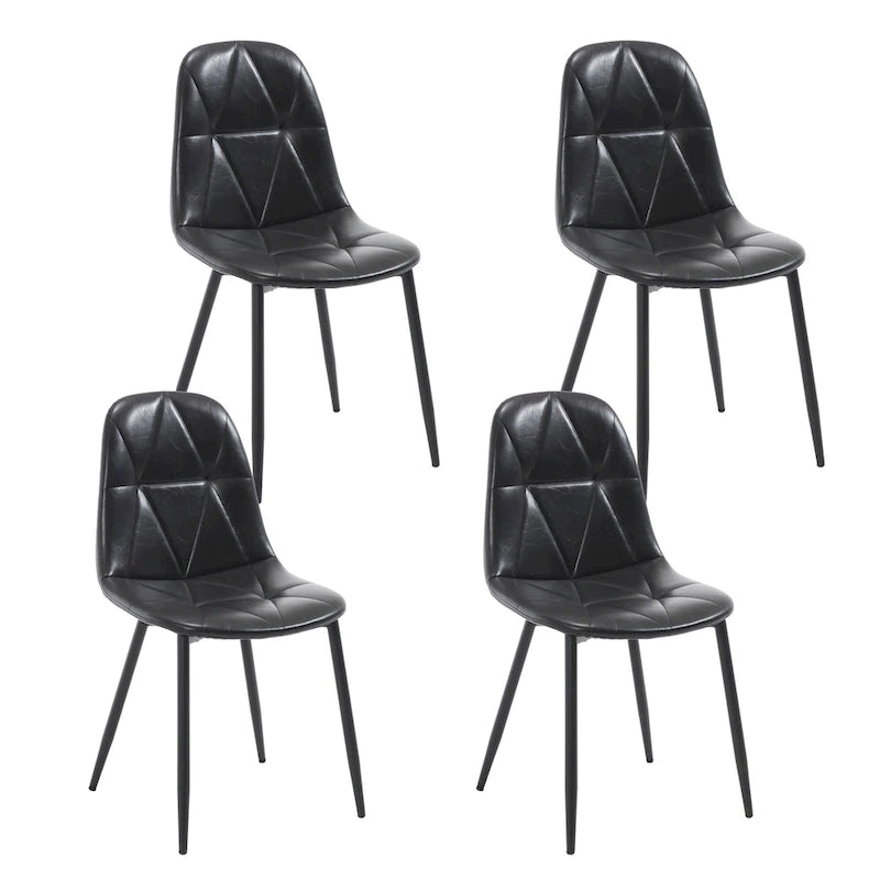 Chaises de salle à manger en similicuir noir avec pieds en métal, lot de 4