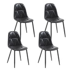 Chaises de salle à manger en similicuir noir avec pieds en métal, lot de 4
