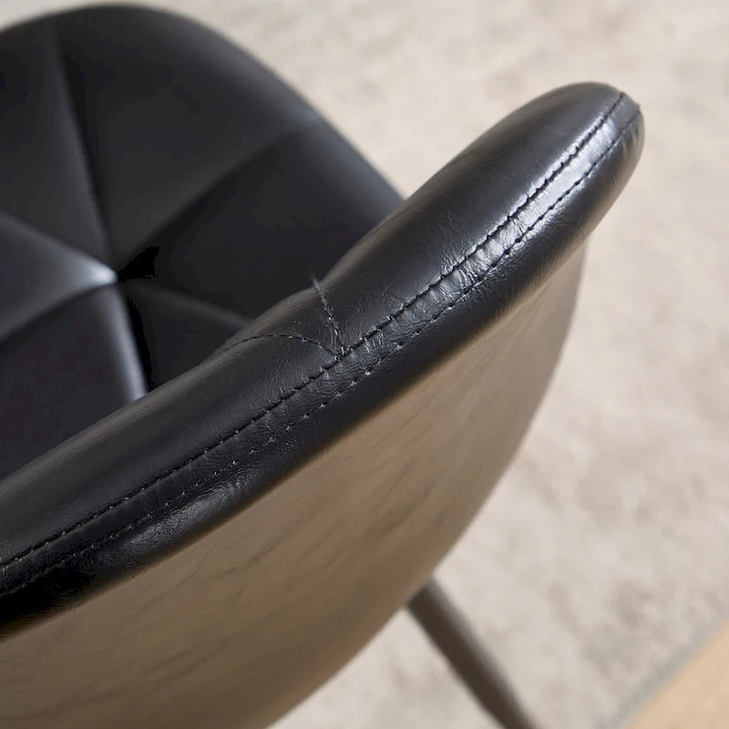 Chaises de salle à manger en similicuir noir avec pieds en métal, lot de 4