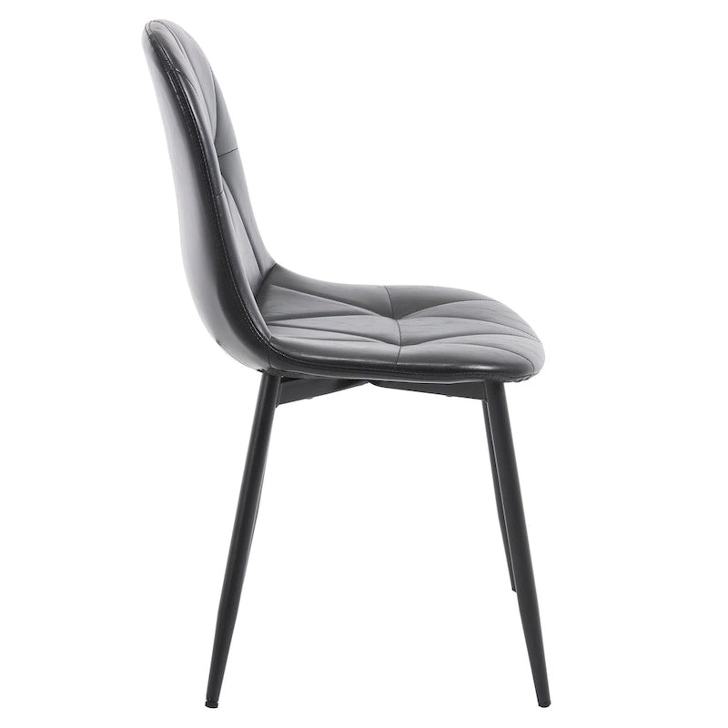 Chaises de salle à manger en similicuir noir avec pieds en métal, lot de 4