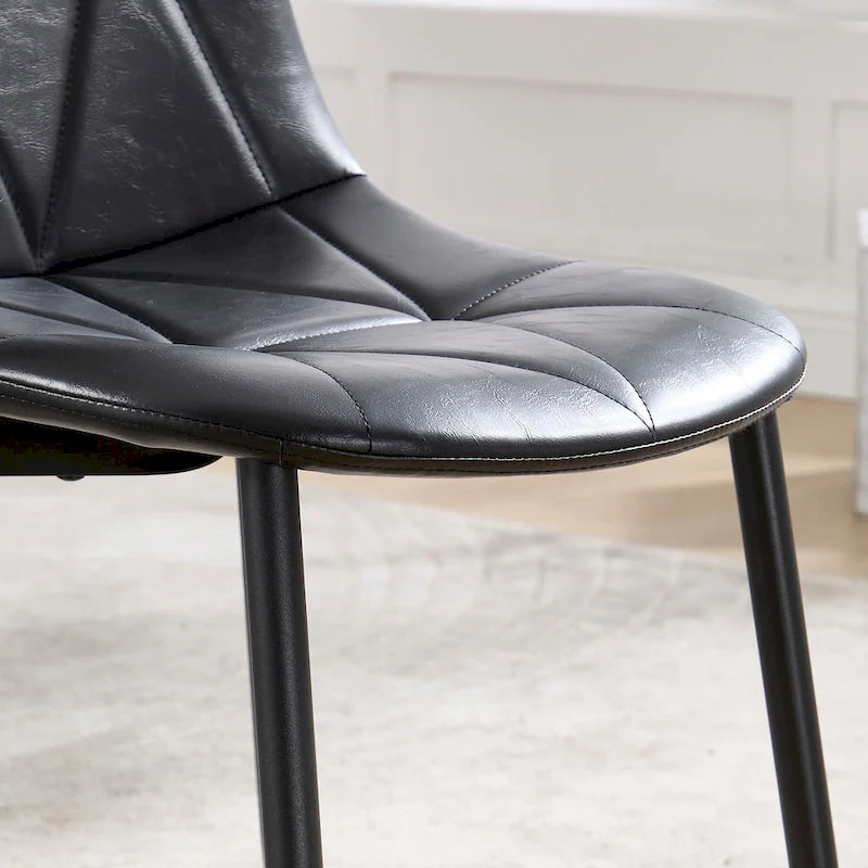 Chaises de salle à manger en similicuir noir avec pieds en métal, lot de 4