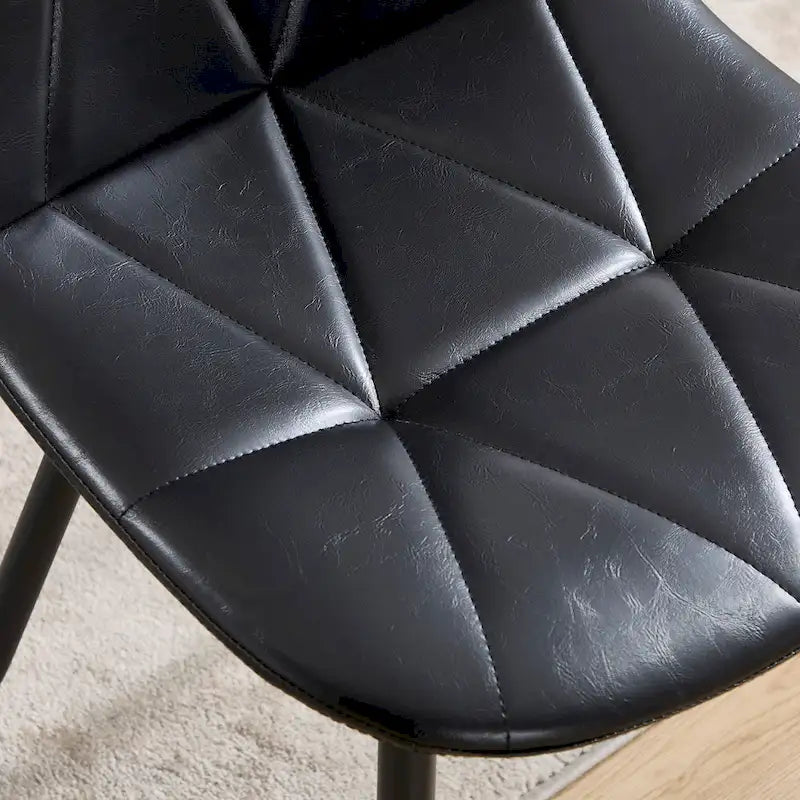 Chaises de salle à manger en similicuir noir avec pieds en métal, lot de 4