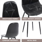 Chaises de salle à manger en similicuir noir avec pieds en métal, lot de 4
