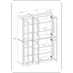 Armoire de cuisine en bois massif avec portes vitrées et étagères réglables, coloris vert / noir / sauge / gris / moka / jaune / aqua / bleu sarcelle / blanc / bleu antique / beige / marine