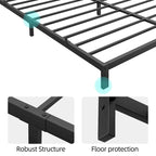 Cadre de lit plateforme en métal noir, aucun sommier tapissier requis – Simple/Double/Queen/King, 1-2 personnes