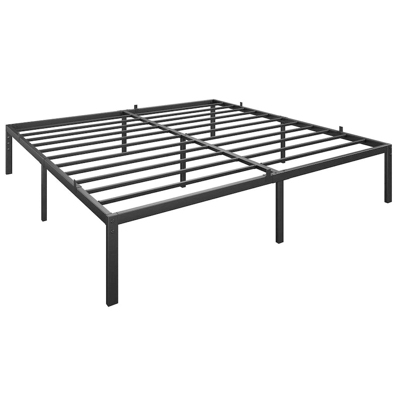 Cadre de lit plateforme en métal noir, aucun sommier tapissier requis – Simple/Double/Queen/King, 1-2 personnes