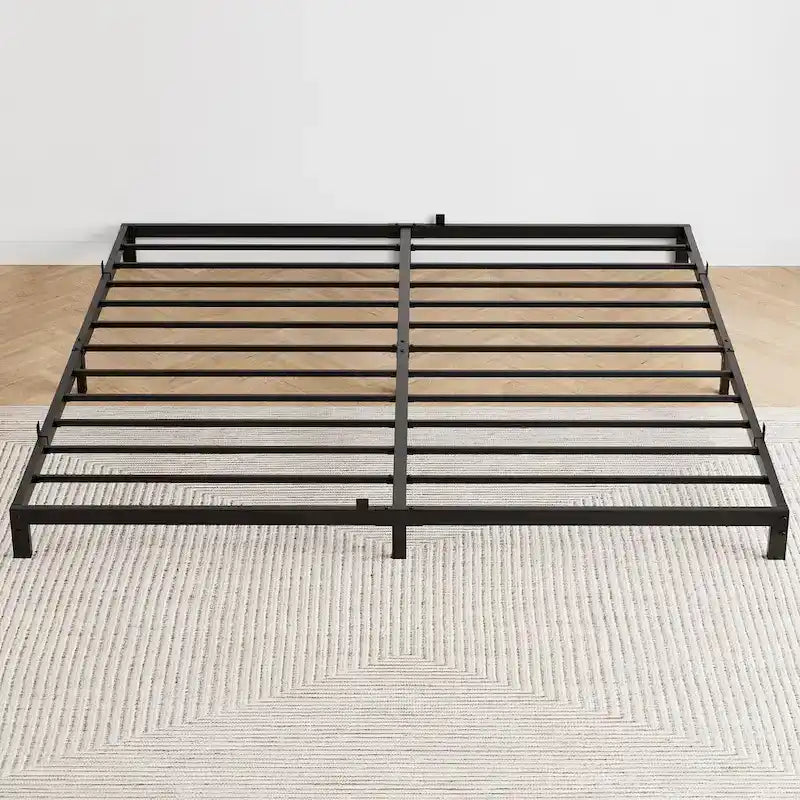 Cadre de lit plateforme en métal noir, aucun sommier tapissier requis – Simple/Double/Queen/King, 1-2 personnes