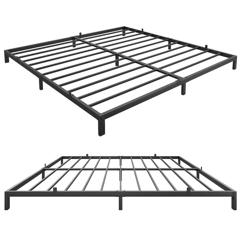 Cadre de lit plateforme en métal noir, aucun sommier tapissier requis – Simple/Double/Queen/King, 1-2 personnes