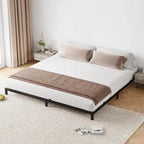 Cadre de lit plateforme en métal noir, aucun sommier tapissier requis – Simple/Double/Queen/King, 1-2 personnes