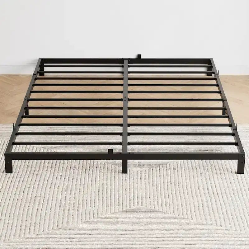 Cadre de lit plateforme en métal noir, aucun sommier tapissier requis – Simple/Double/Queen/King, 1-2 personnes