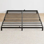 Cadre de lit plateforme en métal noir, aucun sommier tapissier requis – Simple/Double/Queen/King, 1-2 personnes