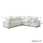 Canapé sectionnel modulaire noir/beige/havane/gris, en V, 5 places