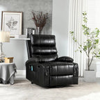 Fauteuil releveur inclinable électrique noir avec massage et chauffage, une place