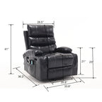 Fauteuil releveur inclinable électrique noir avec massage et chauffage, une place