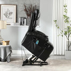 Fauteuil releveur inclinable électrique noir avec massage et chauffage, une place