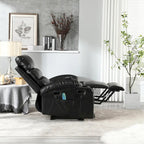 Fauteuil releveur inclinable électrique noir avec massage et chauffage, une place