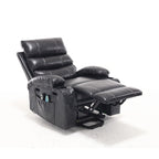 Fauteuil releveur inclinable électrique noir avec massage et chauffage, une place