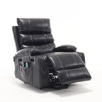 Fauteuil releveur inclinable électrique noir avec massage et chauffage, une place