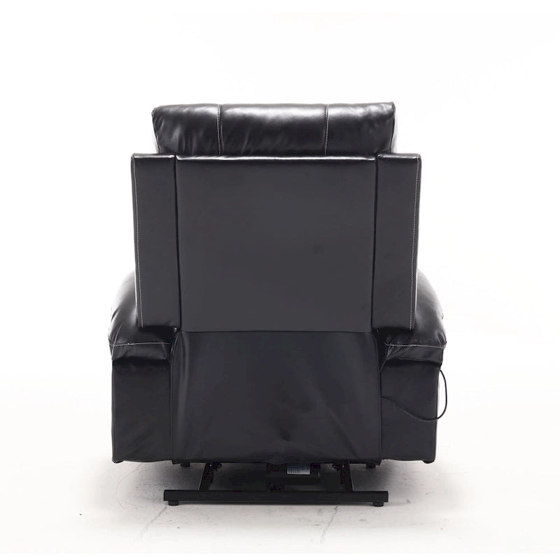 Fauteuil releveur inclinable électrique noir avec massage et chauffage, une place