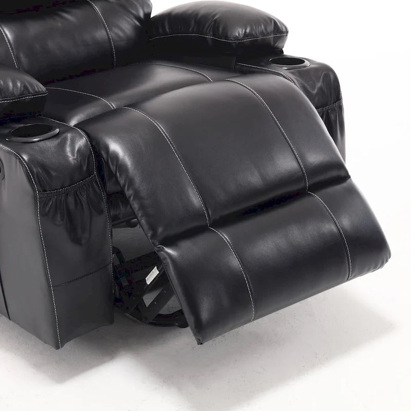 Fauteuil releveur inclinable électrique noir avec massage et chauffage, une place