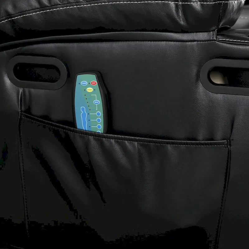 Fauteuil releveur inclinable électrique noir avec massage et chauffage, une place