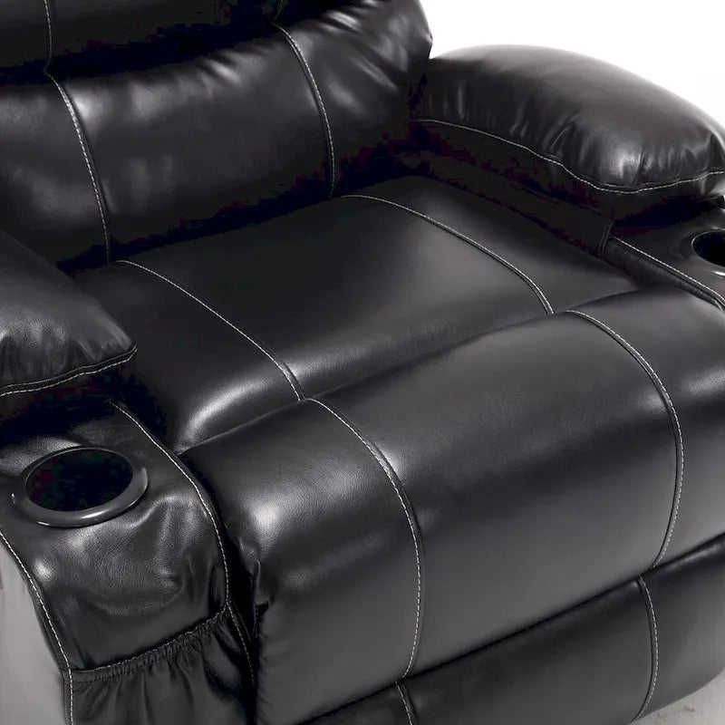 Fauteuil releveur inclinable électrique noir avec massage et chauffage, une place