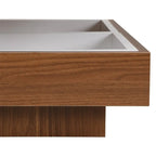 Table basse carrée rotative à 360° en Noyer Blanc et Noyer Noir / Noyer Foncé avec 3 Plateaux Amovibles, 2 Niveaux