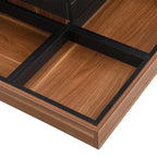 Table basse carrée rotative à 360° en Noyer Blanc et Noyer Noir / Noyer Foncé avec 3 Plateaux Amovibles, 2 Niveaux