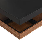 Table basse carrée rotative à 360° en Noyer Blanc et Noyer Noir / Noyer Foncé avec 3 Plateaux Amovibles, 2 Niveaux