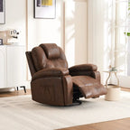 Fauteuil inclinable pivotant surdimensionné marron avec porte-gobelet et poche latérale, 1 place