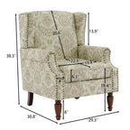Fauteuil d'appoint à oreilles avec clous décoratifs – Tissu et similicuir, Siège simple, Plusieurs coloris