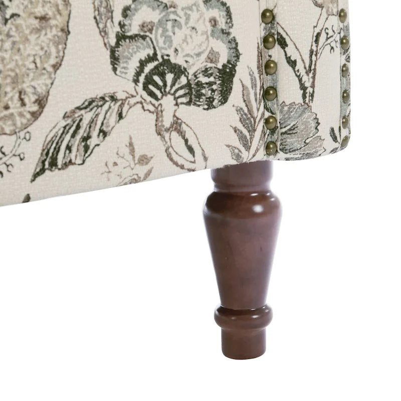 Fauteuil d'appoint à oreilles avec clous décoratifs – Tissu et similicuir, Siège simple, Plusieurs coloris