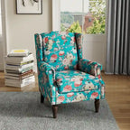 Fauteuil d'appoint à oreilles avec clous décoratifs – Tissu et similicuir, Siège simple, Plusieurs coloris