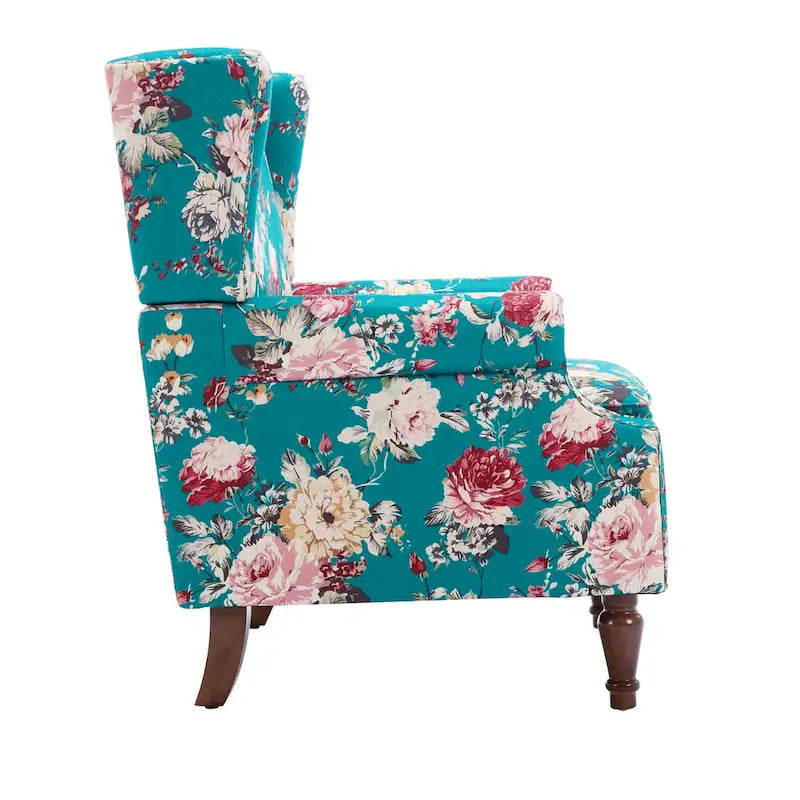 Fauteuil d'appoint à oreilles avec clous décoratifs – Tissu et similicuir, Siège simple, Plusieurs coloris